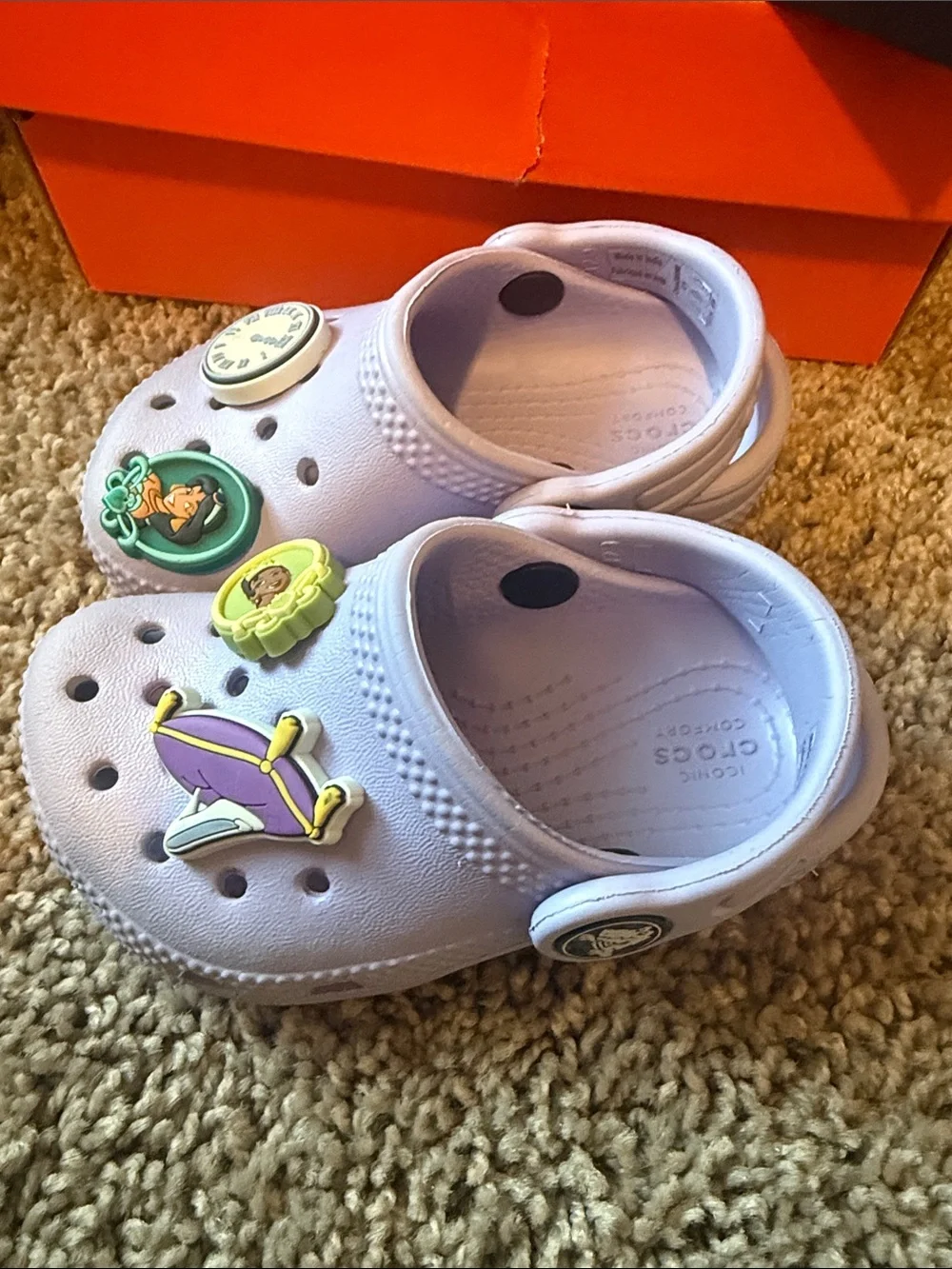 Kids Lavender Slip-On crocs Shoes with Decorative Charms